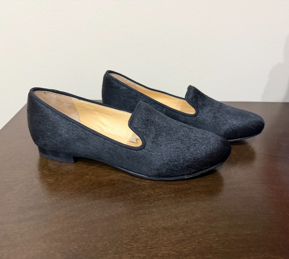 Cole Haan Women’s Sabrina Smoking Loafer Black Pony Hair 6.5 B D41076 Belly Fur